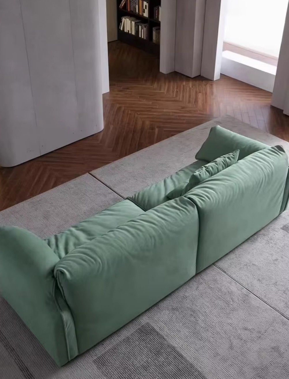 Back view of custom fabric sofa LSF6003 solid wood frame Back view of custom fabric sofa LSF6003 solid wood frame