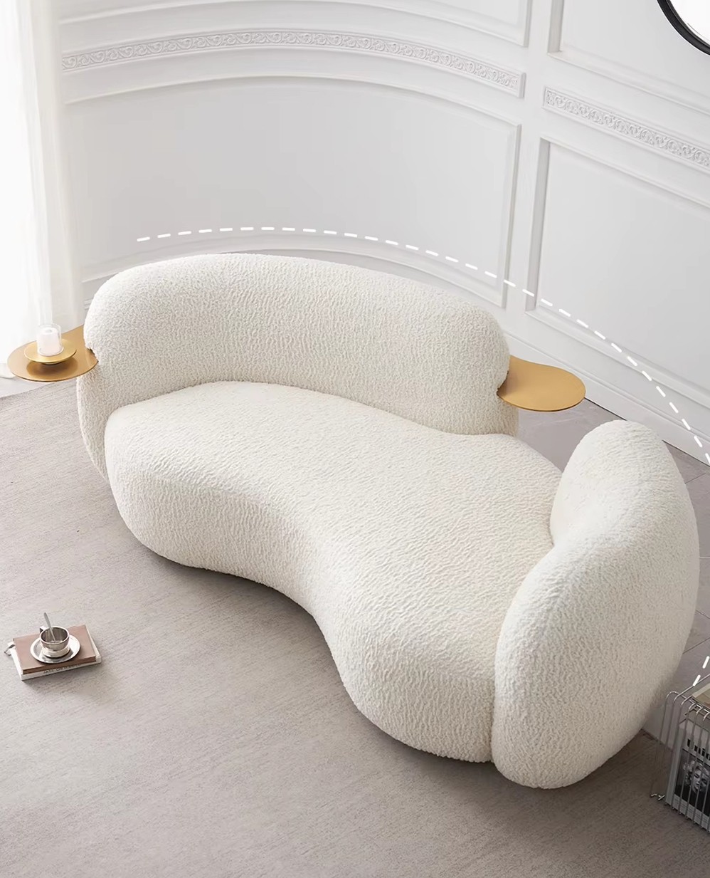 Side profile view of custom fabric sofa LSF6018 for hotel project Side profile view of custom fabric sofa LSF6018 for hotel project