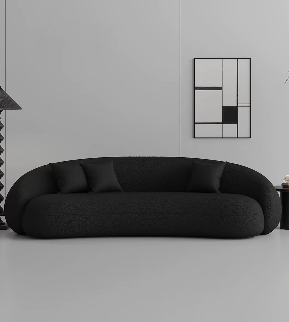 Custom black fabric sofa LSF6019 in hotel lounge seating area Custom black fabric sofa LSF6019 in hotel lounge seating area