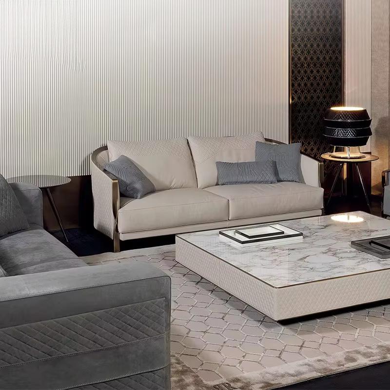 Custom fabric sofa LSF6053 in hotel lobby interior scene Custom fabric sofa LSF6053 in hotel lobby interior scene